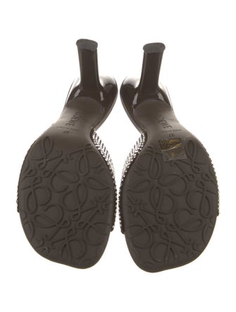 Loewe Leather Crystal Embellishments Slides