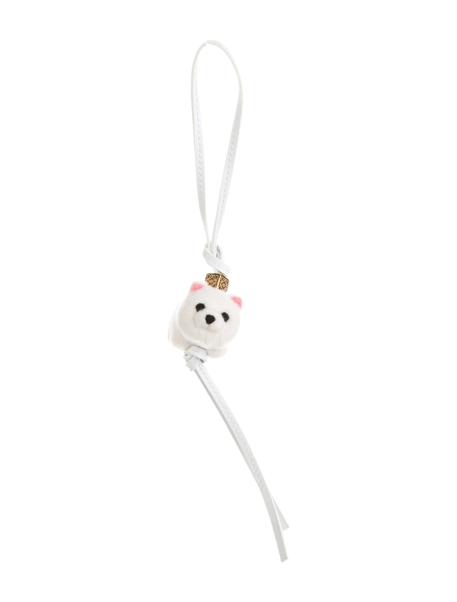 Loewe Dog Charm In Felt and Leather Keychain