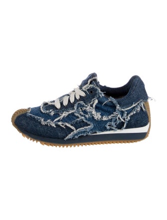 Loewe Denim Distressed Accents Athletic Sneakers