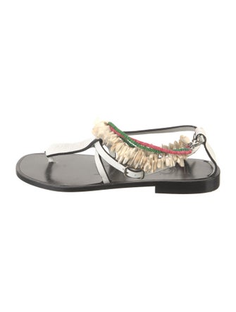 Loewe Leather Beaded Accents T-Strap Sandals