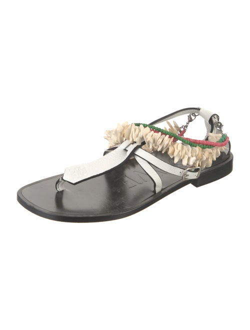 Loewe Leather Beaded Accents T-Strap Sandals