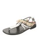 Loewe Leather Beaded Accents T-Strap Sandals