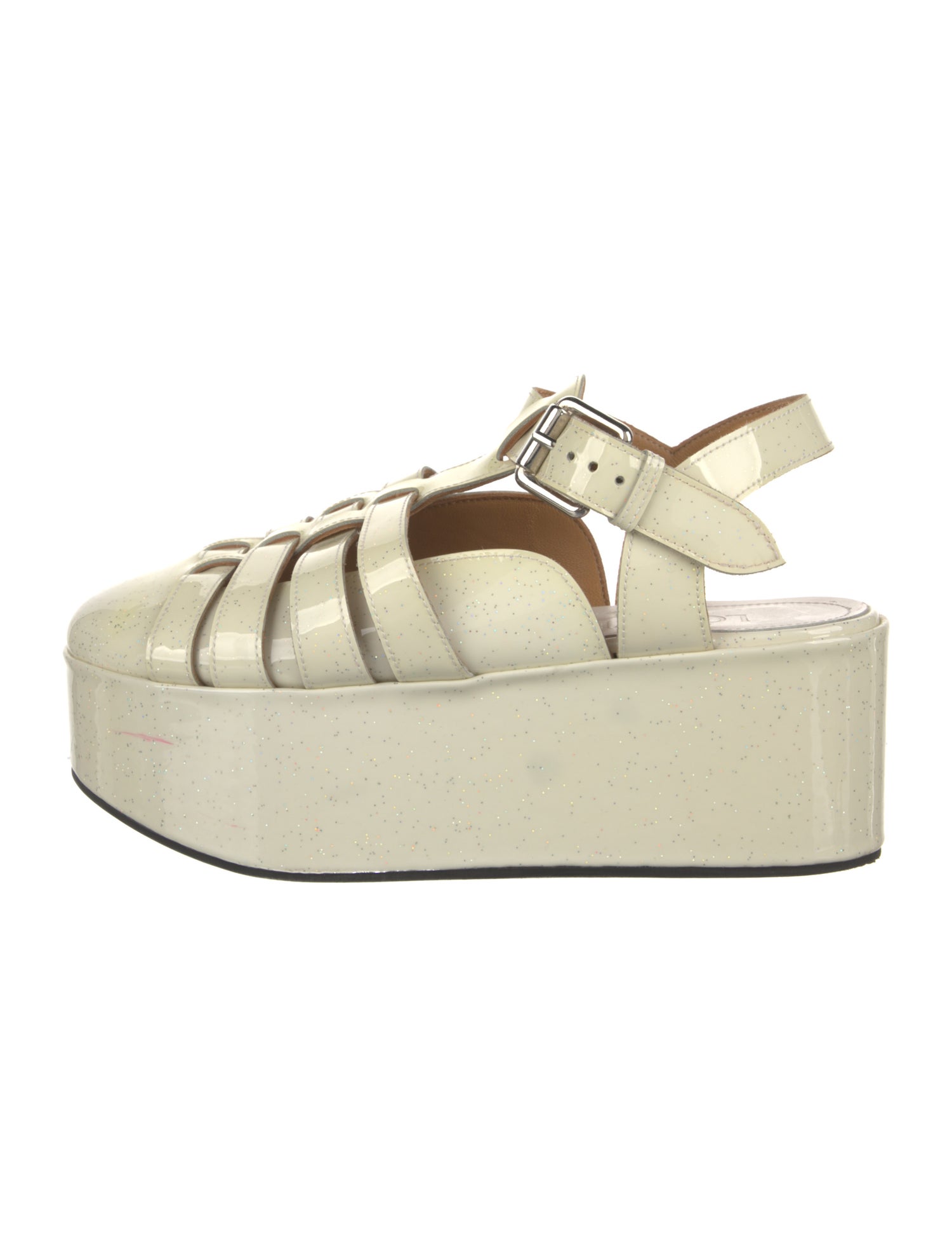 Loewe Patent Leather Glitter Accents Slingback Pumps