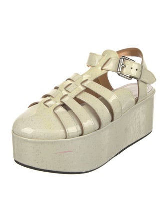 Loewe Patent Leather Glitter Accents Slingback Pumps