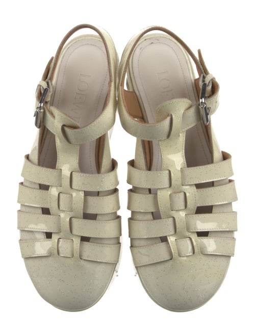 Loewe Patent Leather Glitter Accents Slingback Pumps