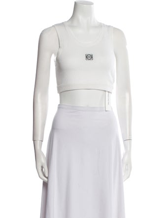 Loewe Graphic Print Scoop Neck Crop Top