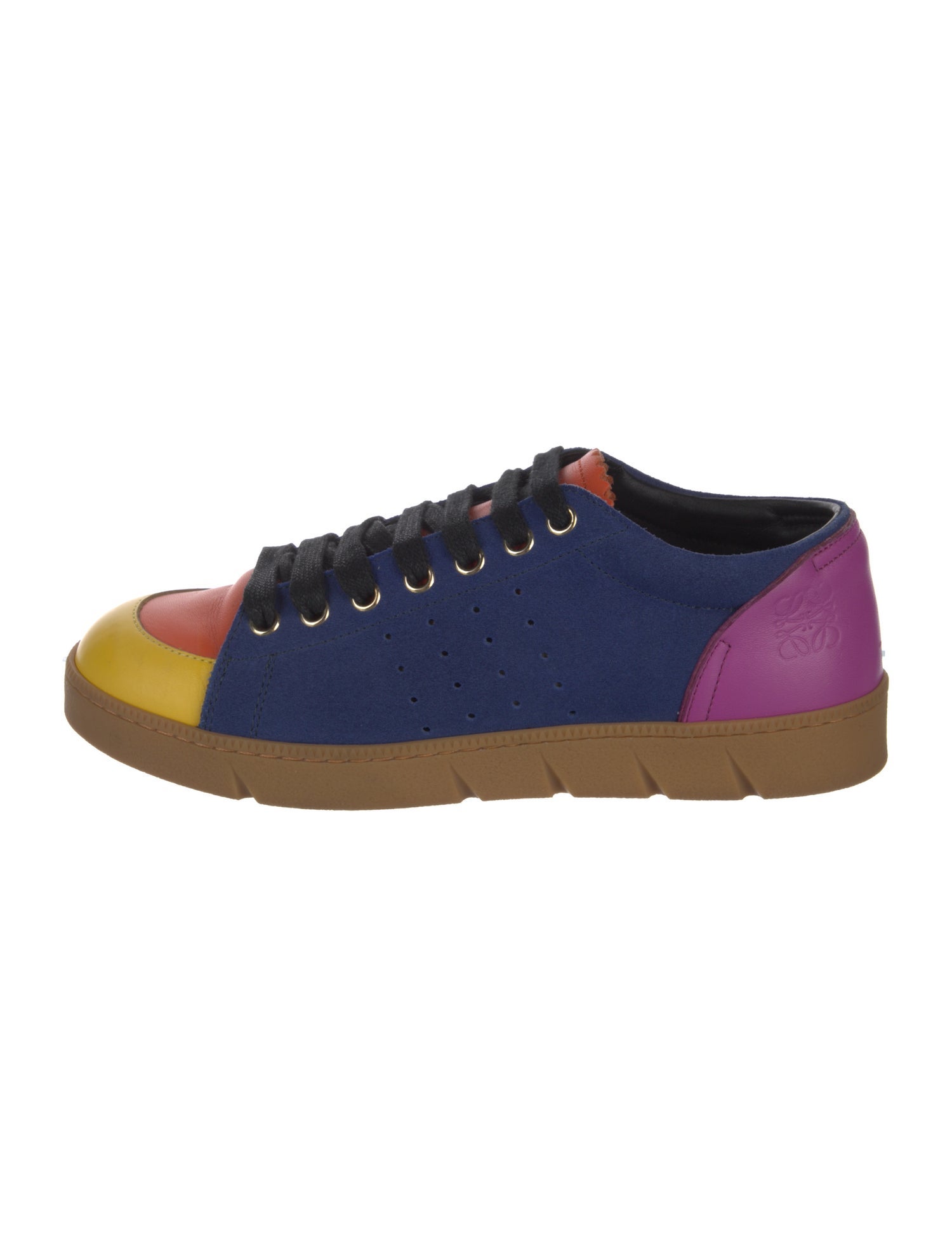 Loewe Suede Colorblock Pattern Sneakers
