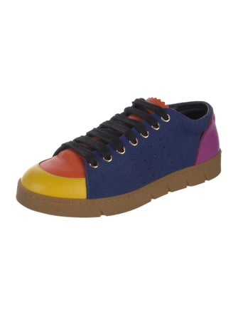 Loewe Suede Colorblock Pattern Sneakers