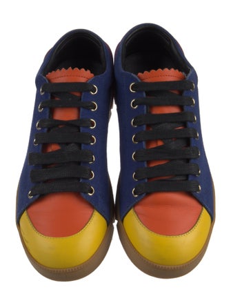 Loewe Suede Colorblock Pattern Sneakers