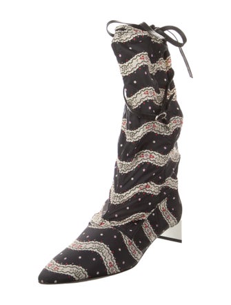 Loewe Nylon Striped Lace-Up Boots