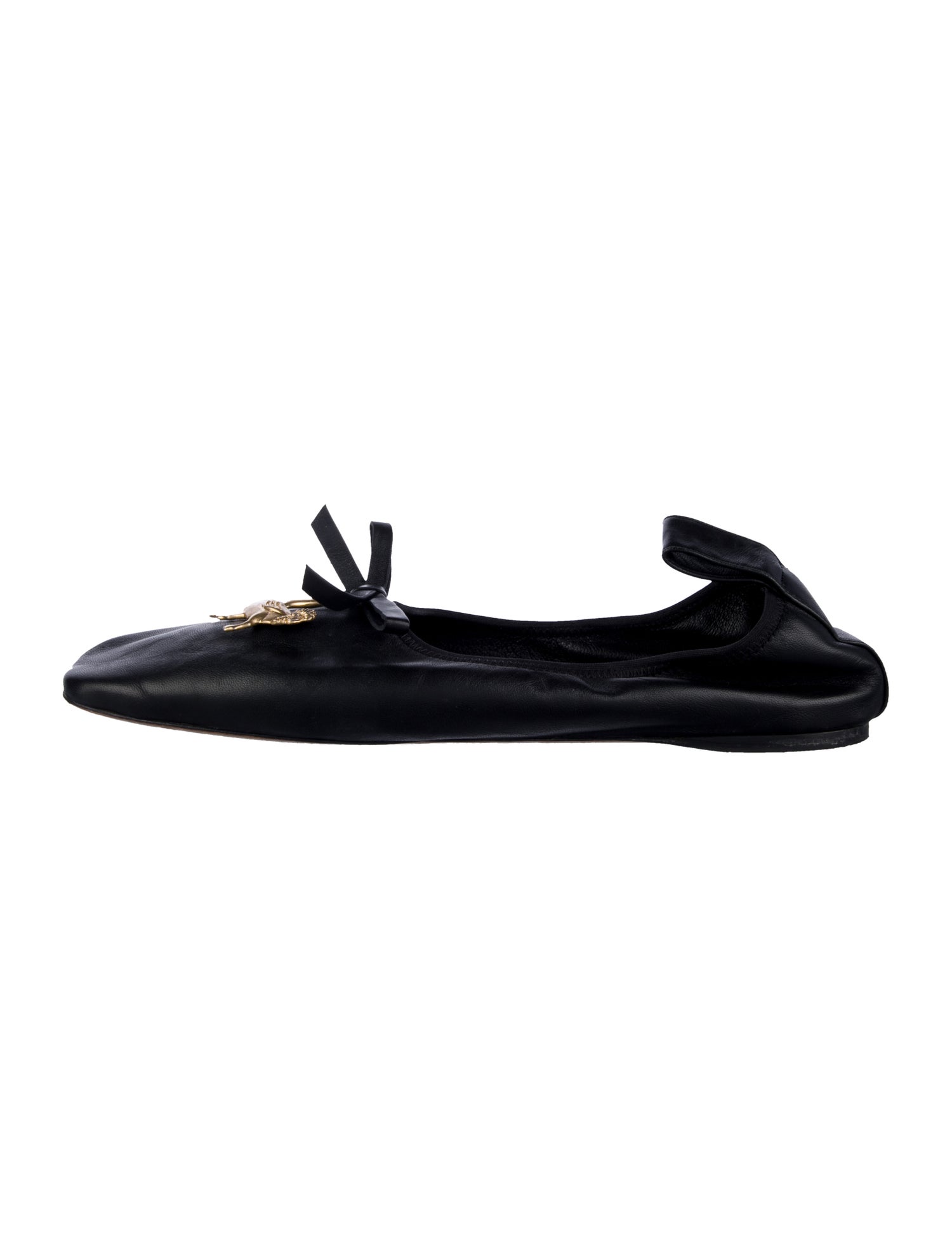 Loewe Leather Bow Accents Ballet Flats