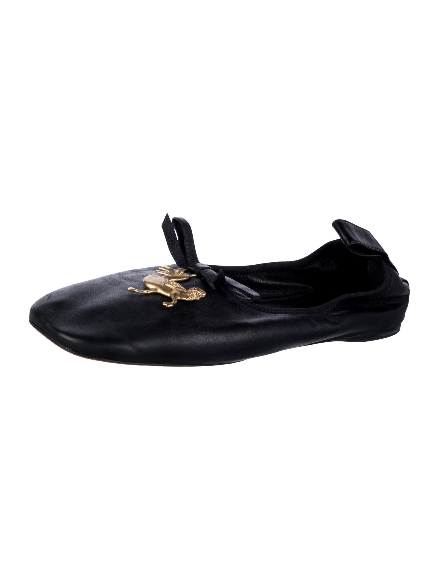 Loewe Leather Bow Accents Ballet Flats