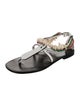 Loewe Leather Beaded Accents T-Strap Sandals