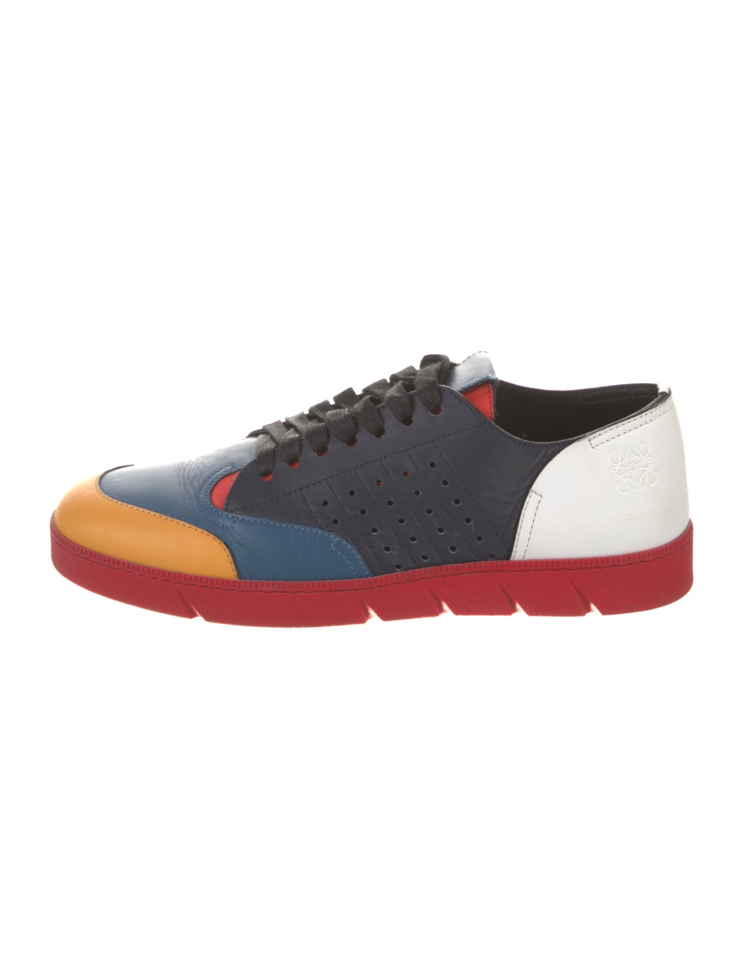 Loewe Leather Colorblock Pattern Sneakers