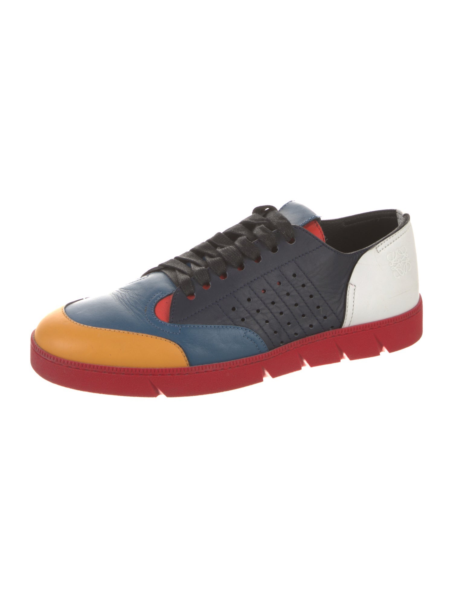 Loewe Leather Colorblock Pattern Sneakers