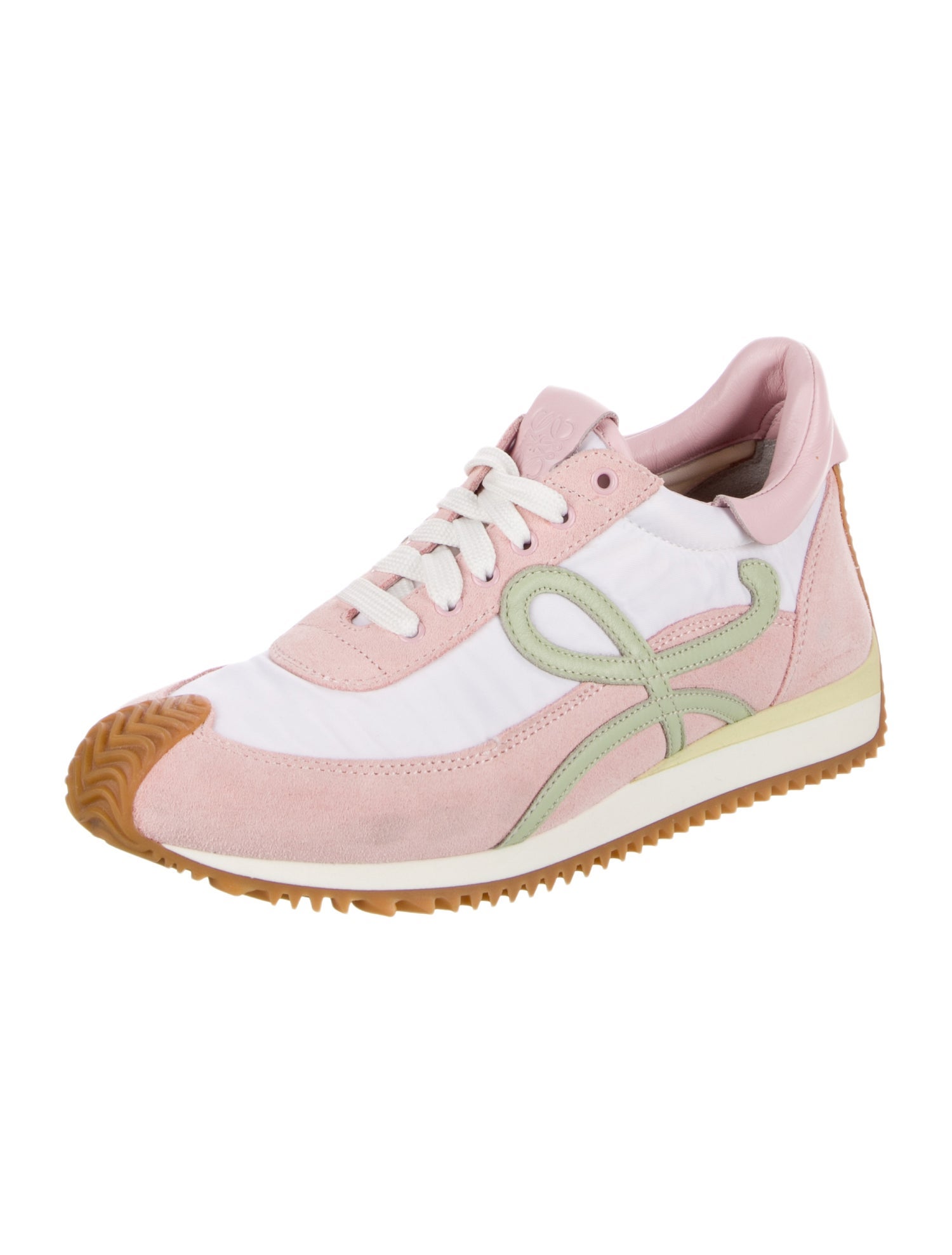 Loewe Suede Colorblock Pattern Athletic Sneakers