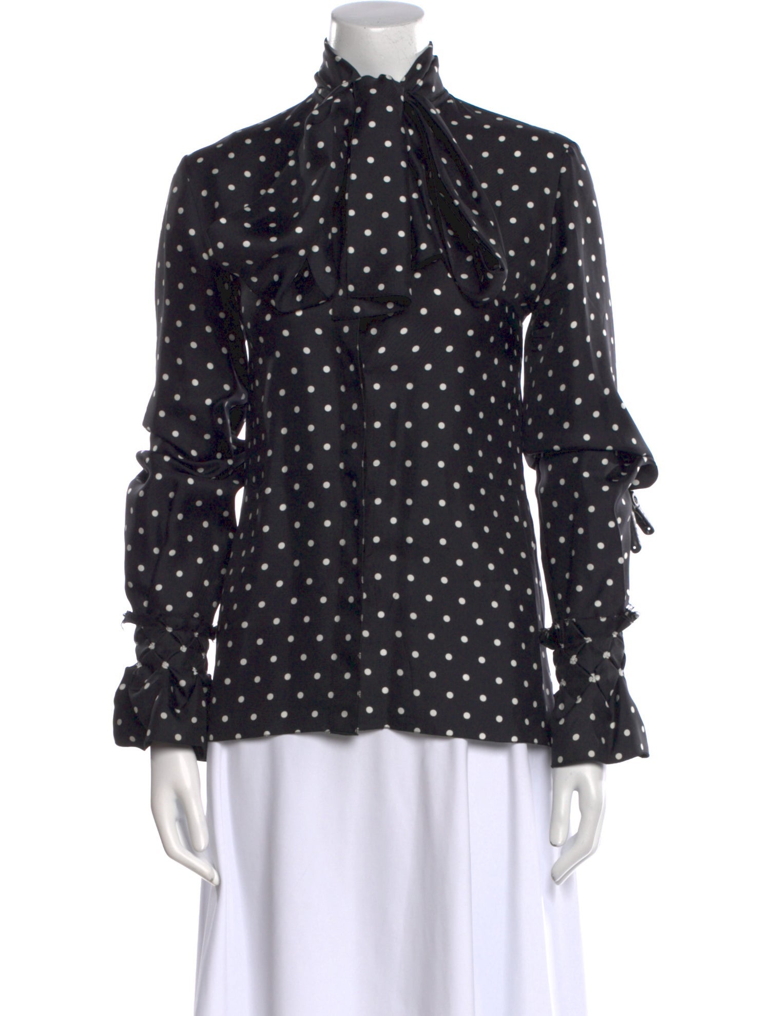 Loewe Silk Polka Dot Print Button-Up Top
