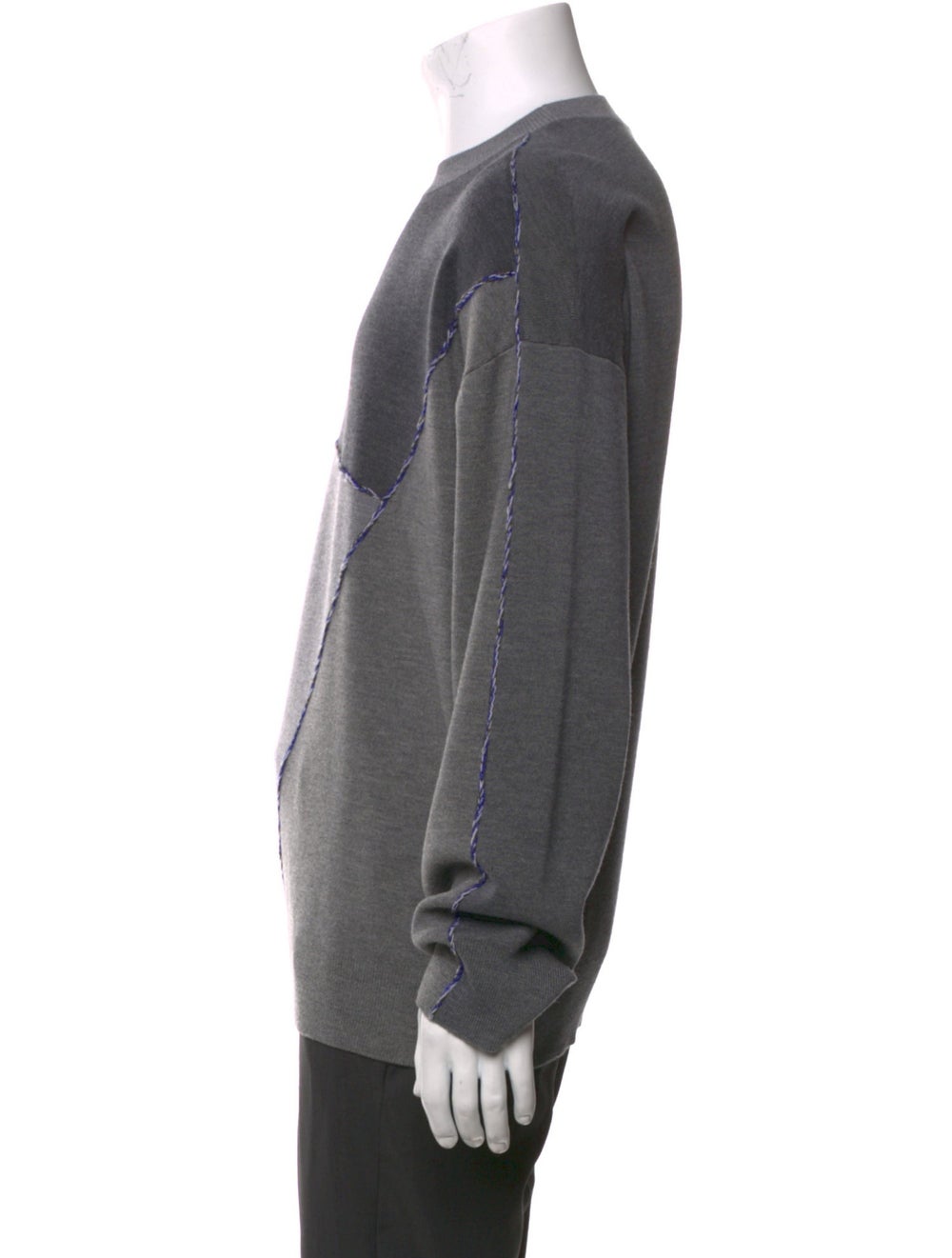 Loewe Wool Pullover Grey Colorblock Pattern Long … - image 2