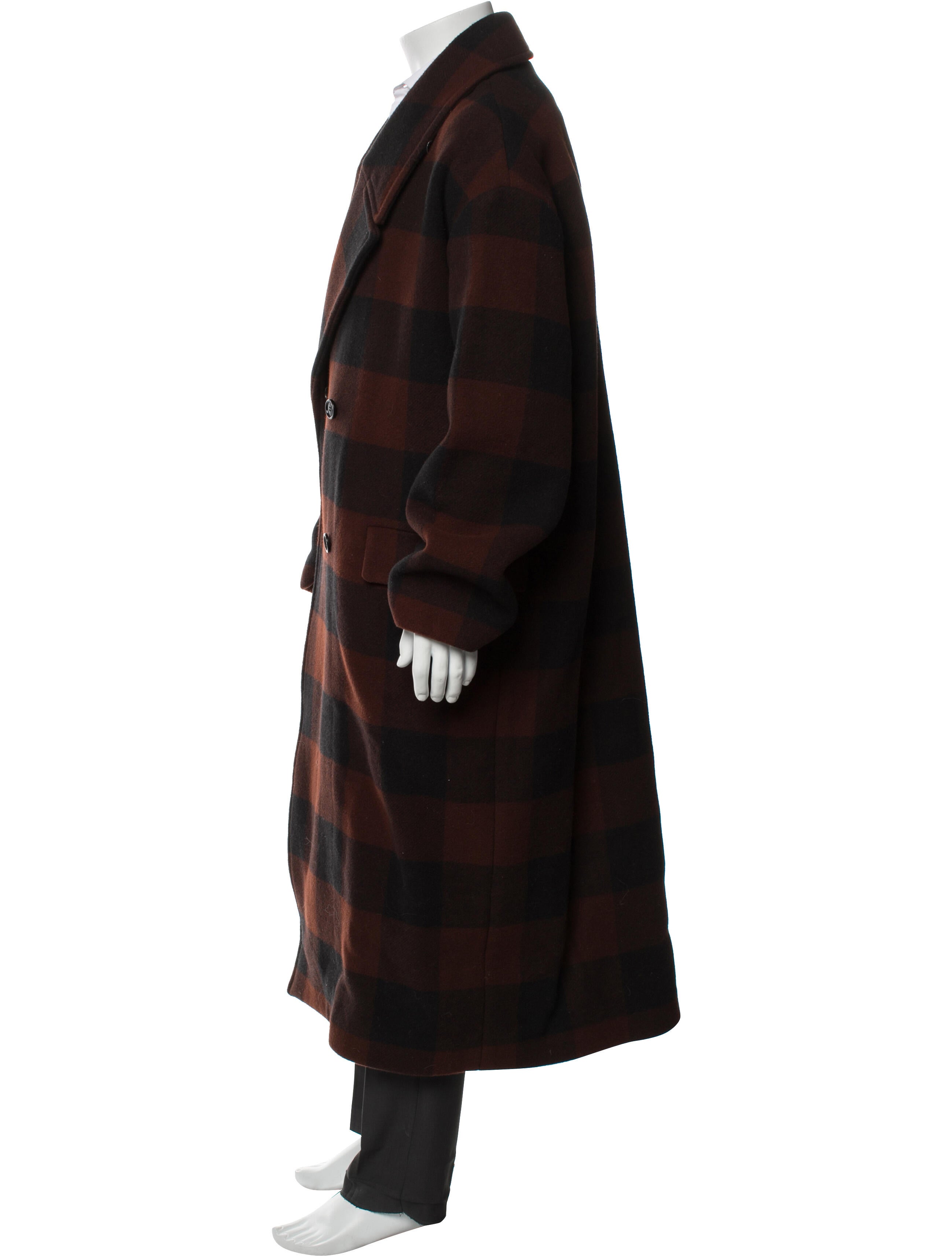 Loewe Wool Plaid Print Trench Coat