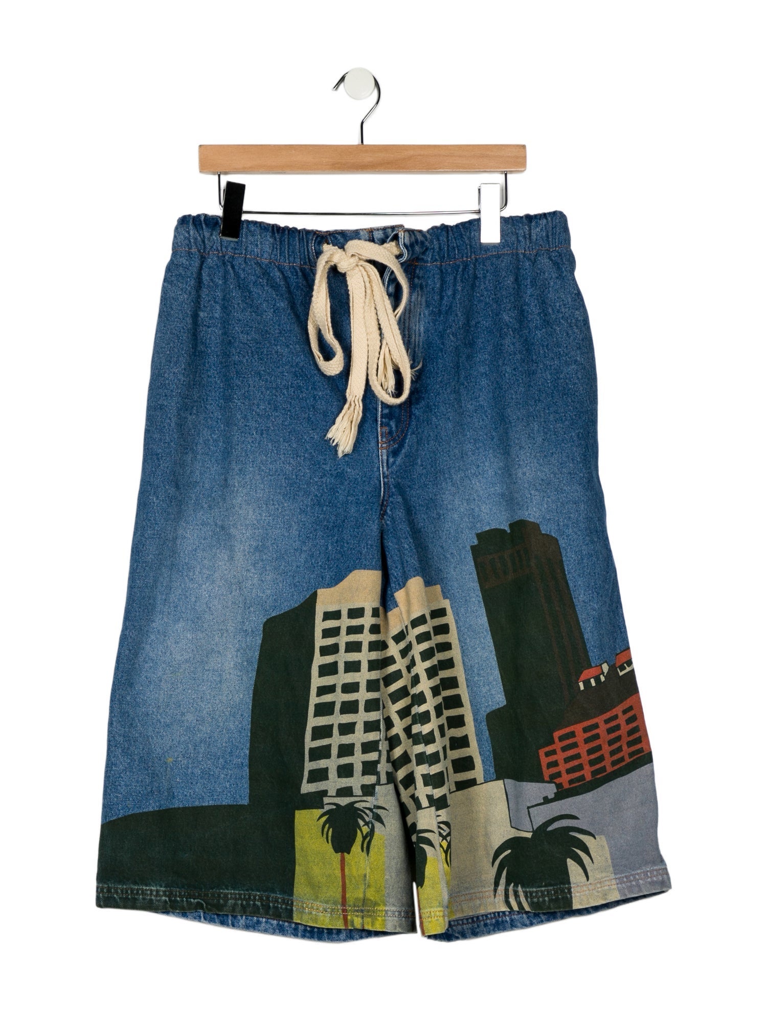 Loewe Graphic Print Denim Shorts