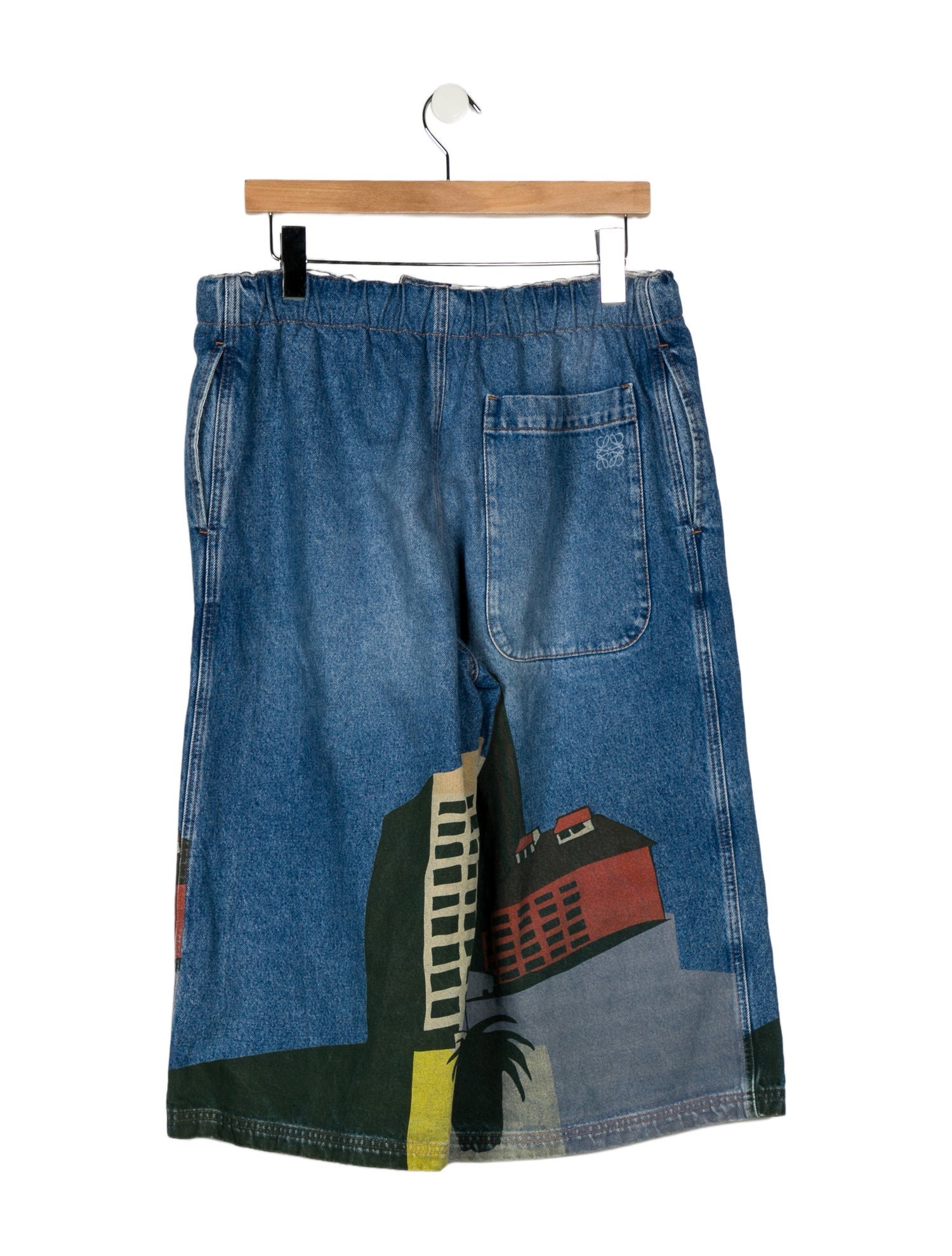 Loewe Graphic Print Denim Shorts