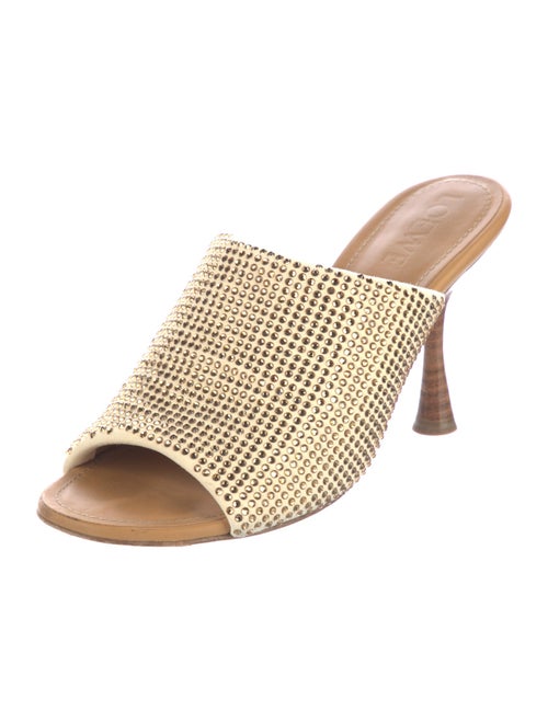 Loewe Leather Crystal Embellishments Slides