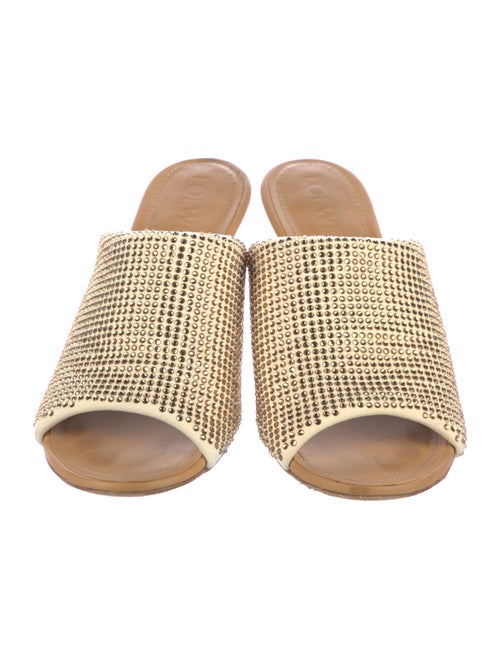 Loewe Leather Crystal Embellishments Slides