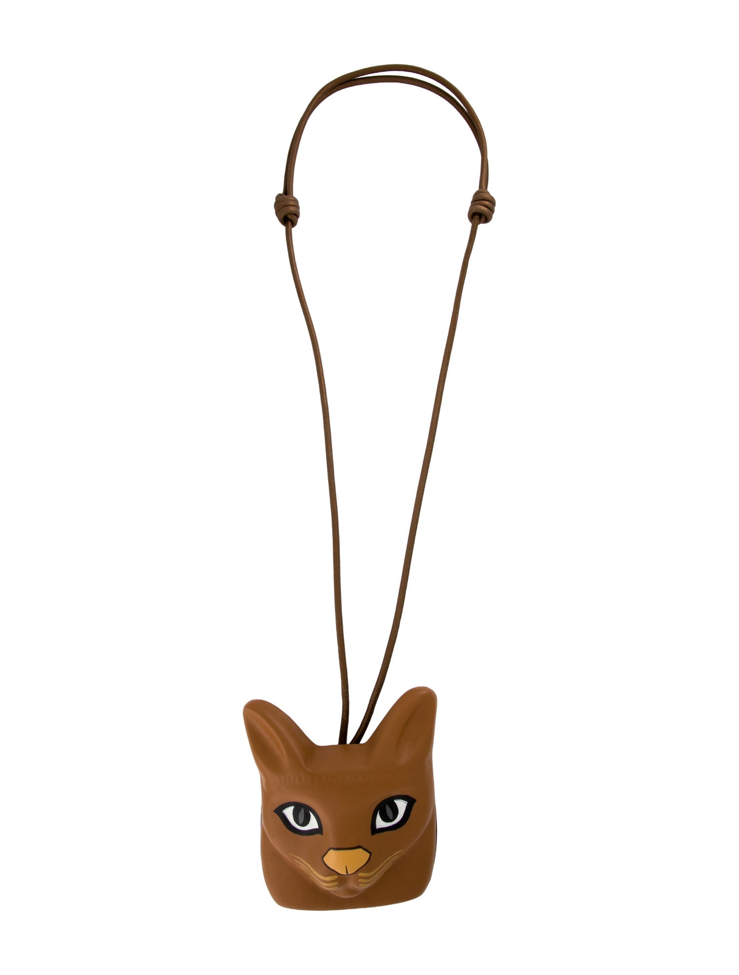 Loewe Leather Cat Face Pendant Necklace