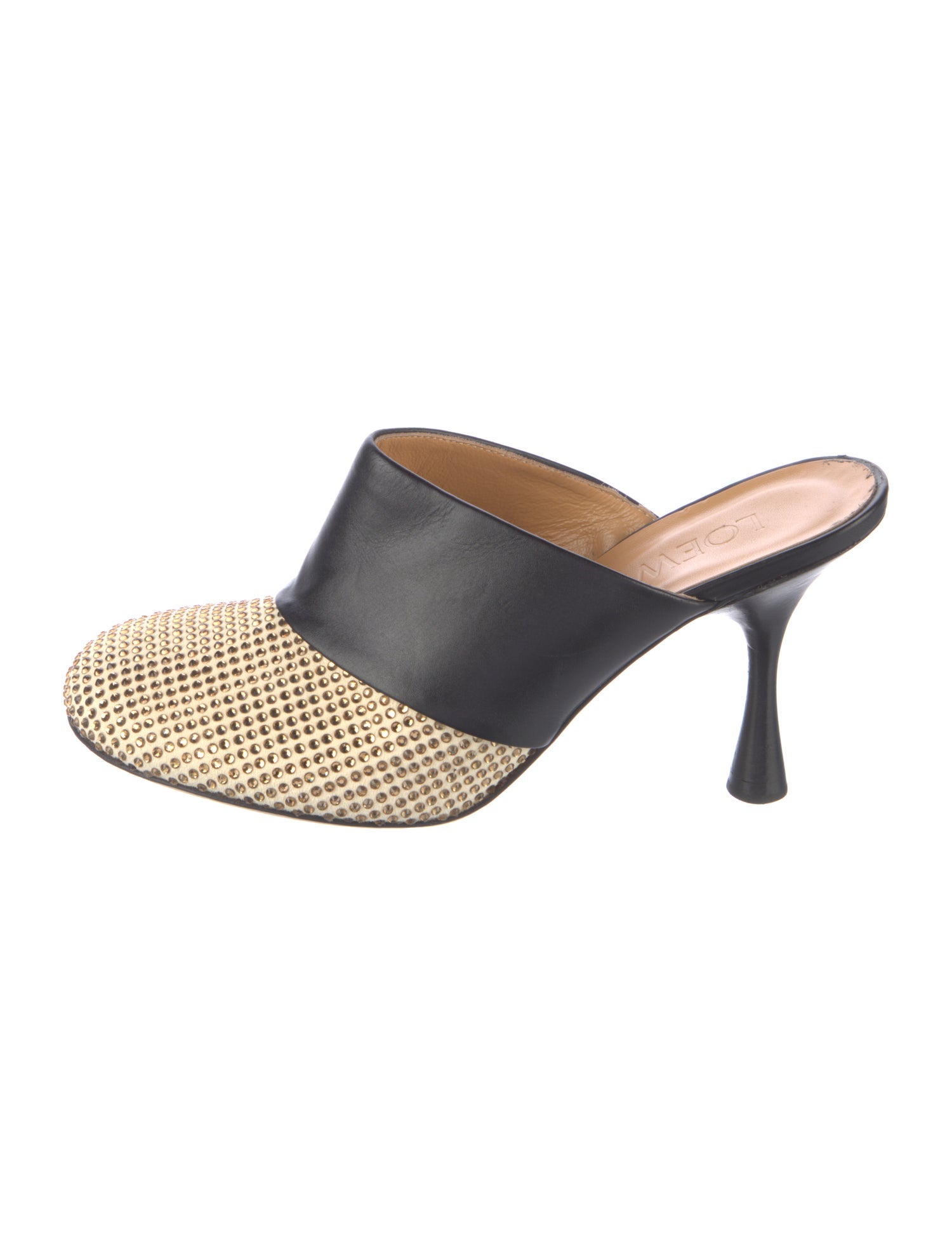 Loewe Suede Colorblock Pattern Mules