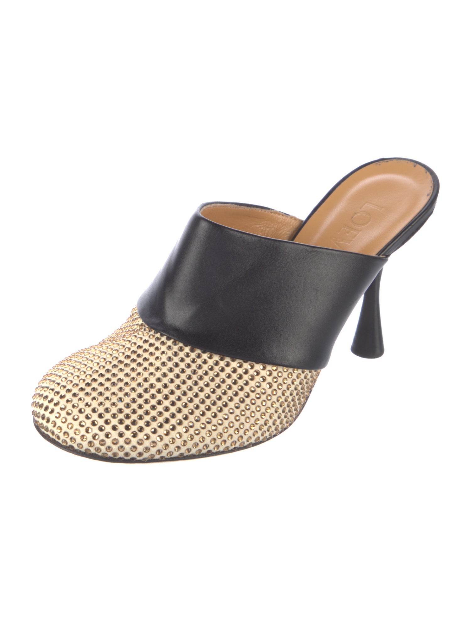 Loewe Suede Colorblock Pattern Mules