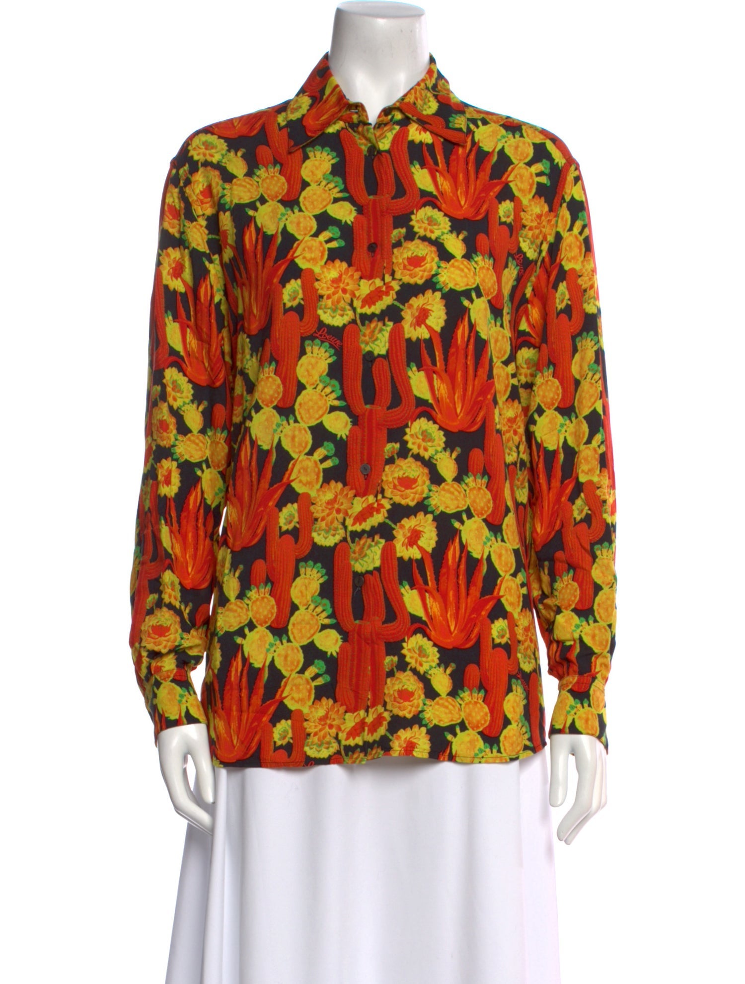 Loewe Paula's Ibiza Floral Print Long Sleeve Button-Up Top