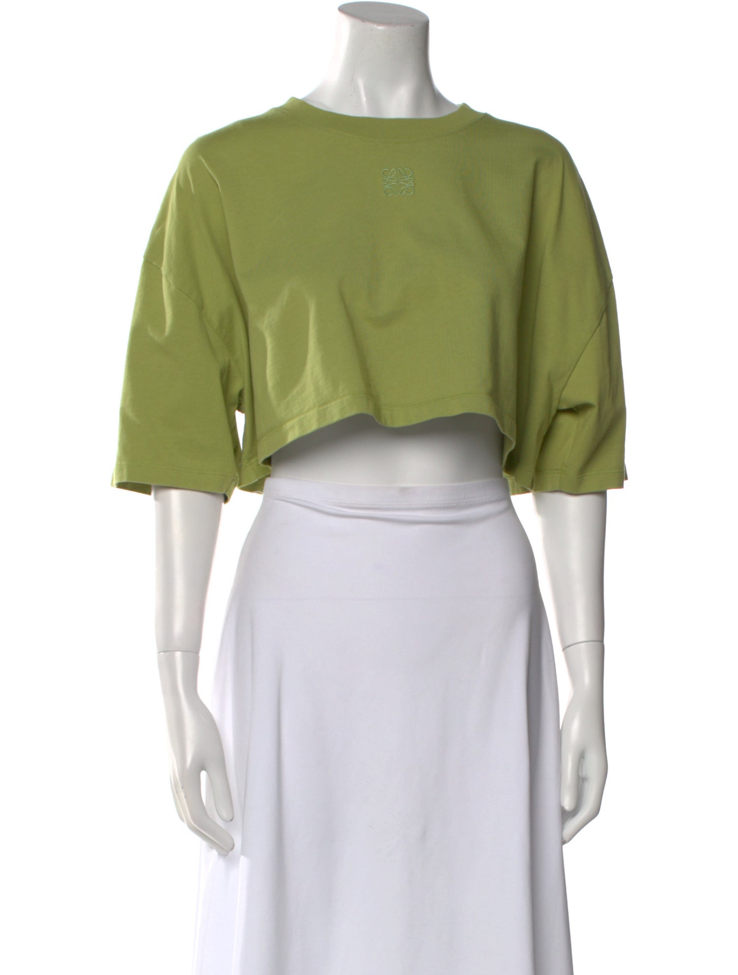 Loewe Scoop Neck Three-Quarter Sleeve Crop Top