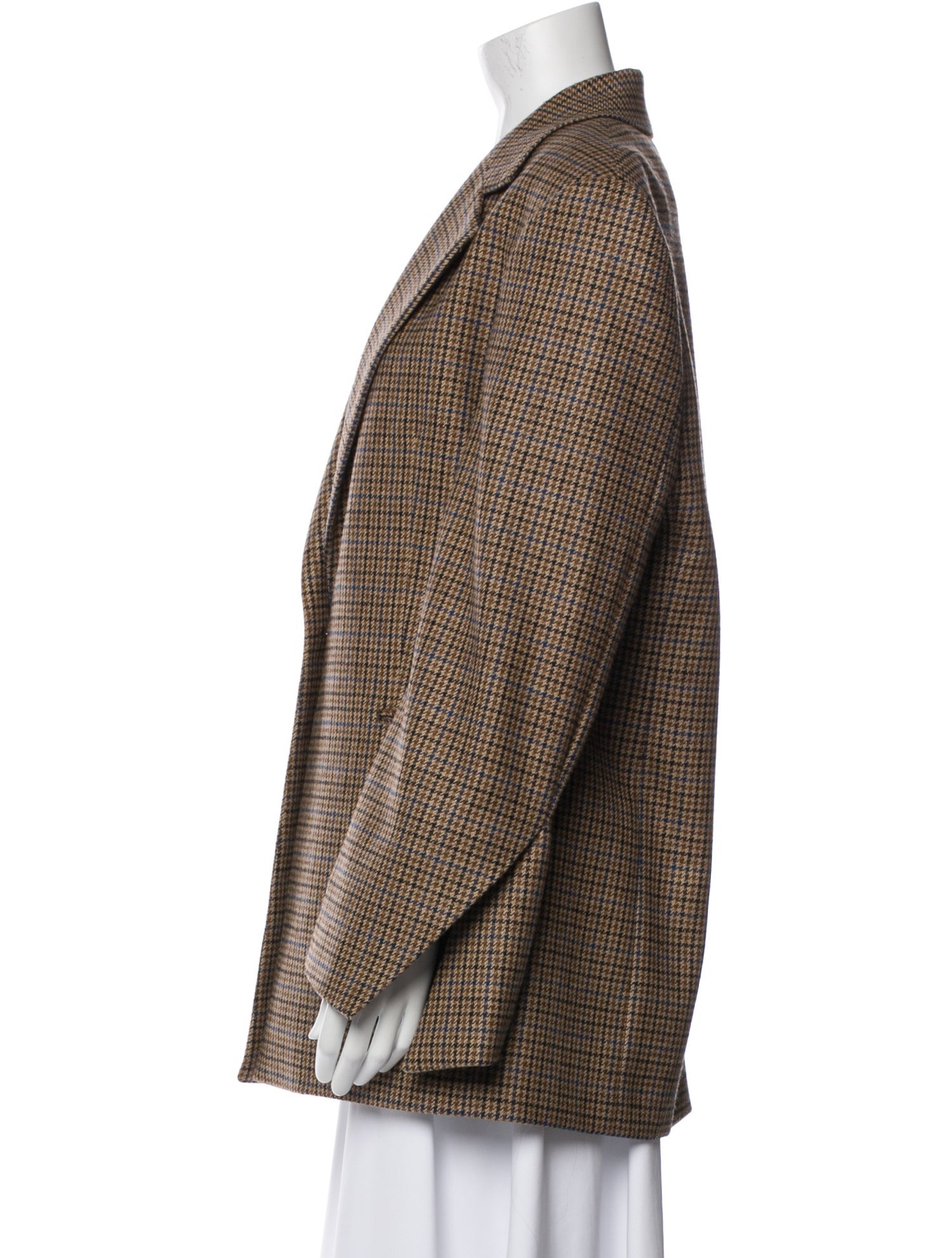 Loewe Wool Plaid Print Peacoat