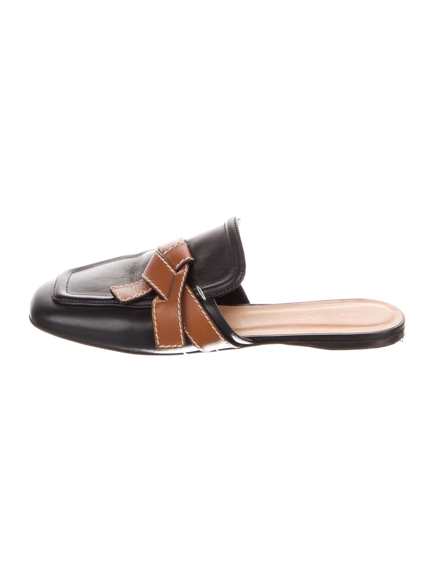 Loewe Leather Colorblock Pattern Mules