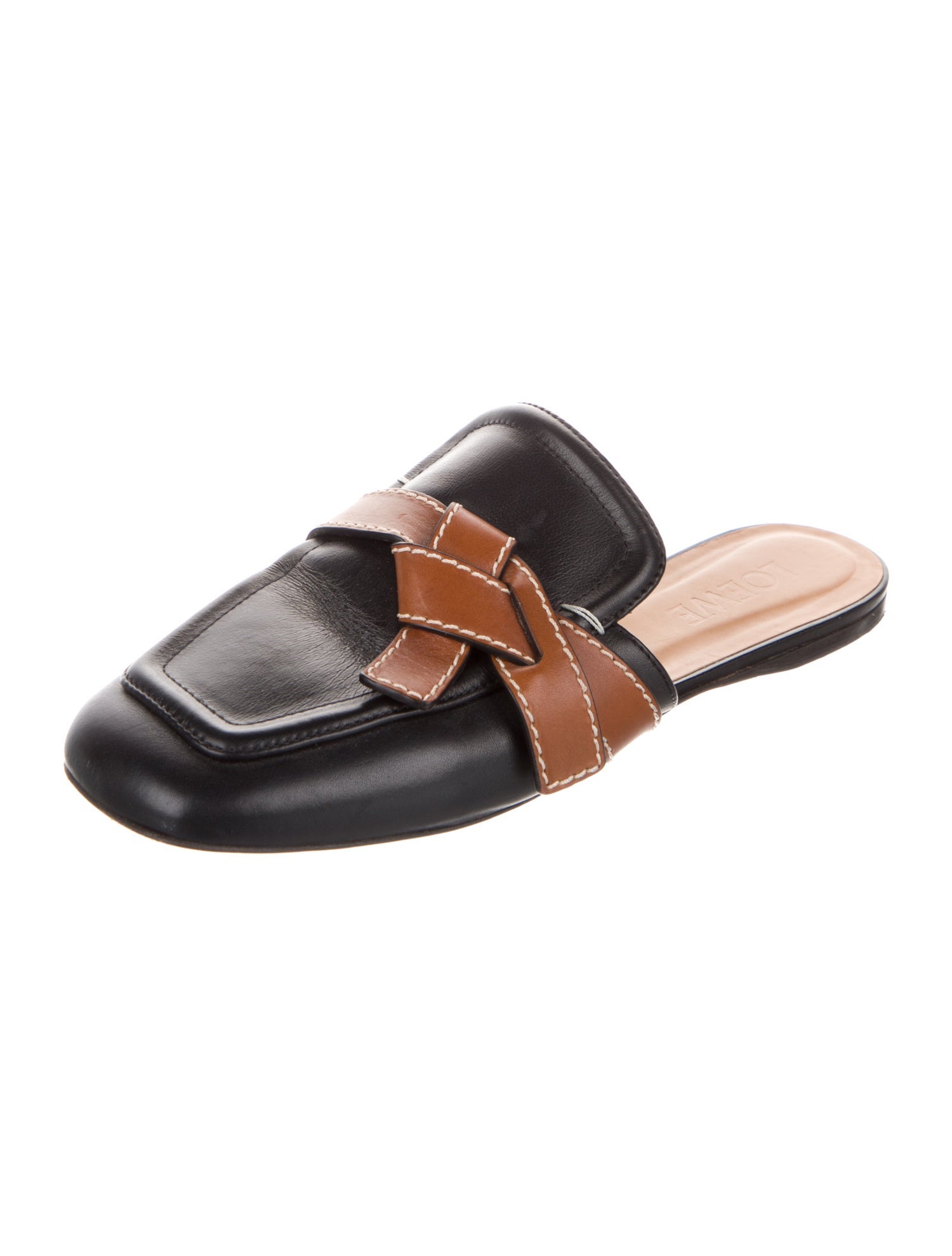 Loewe Leather Colorblock Pattern Mules