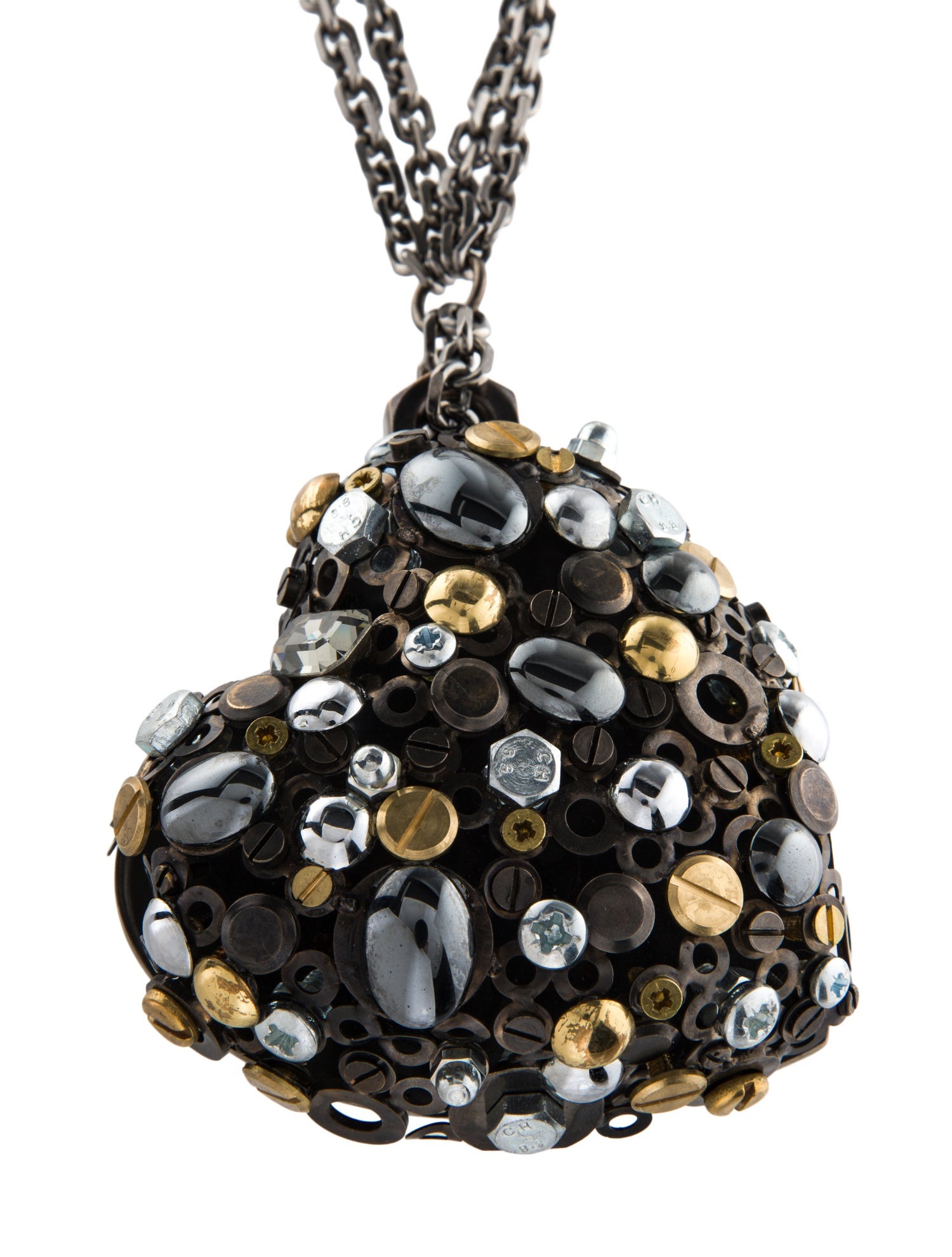 Loewe Crystal & Screws Heart Pendant Necklace