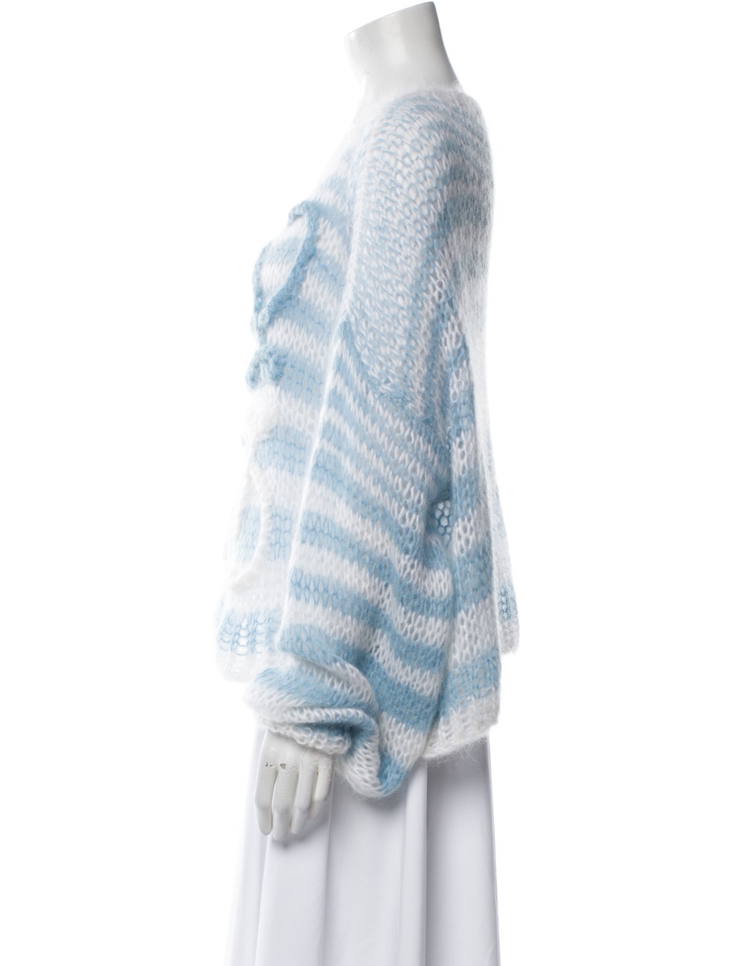 Loewe Striped Anagram 'White/Blue' Mohair Sweater