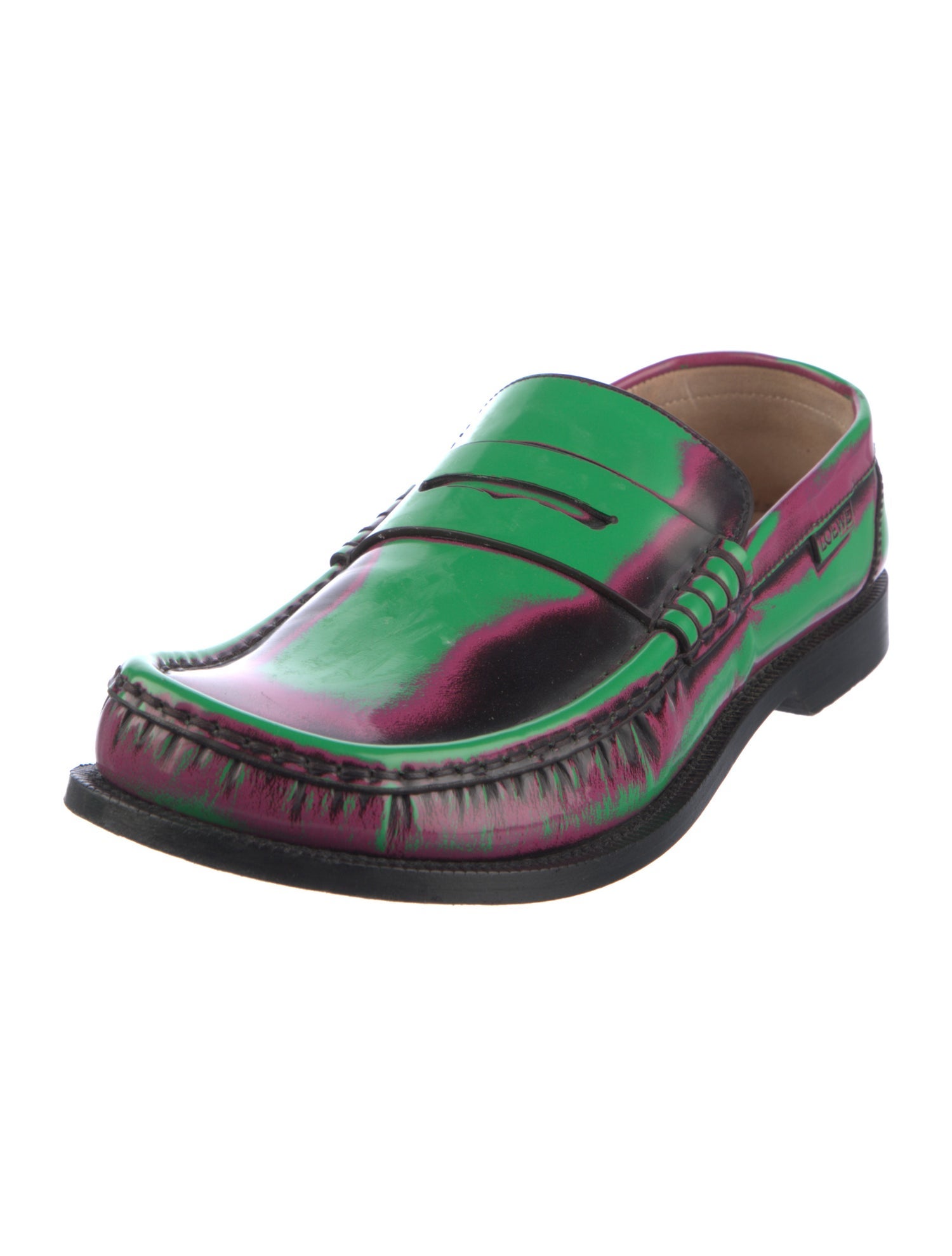 Loewe Leather Tie-Dye Print Loafers