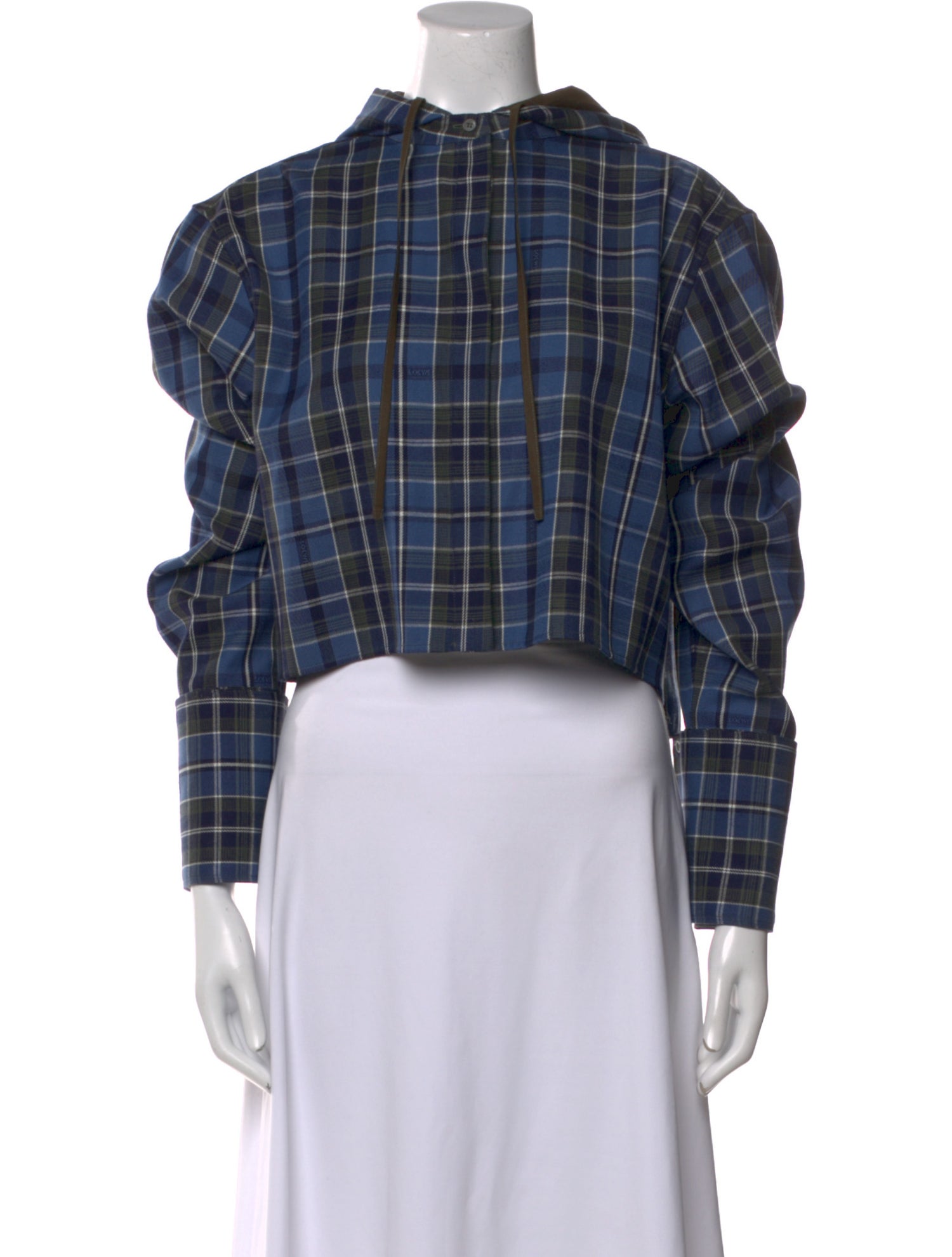 Loewe Wool Plaid Print Crop Top