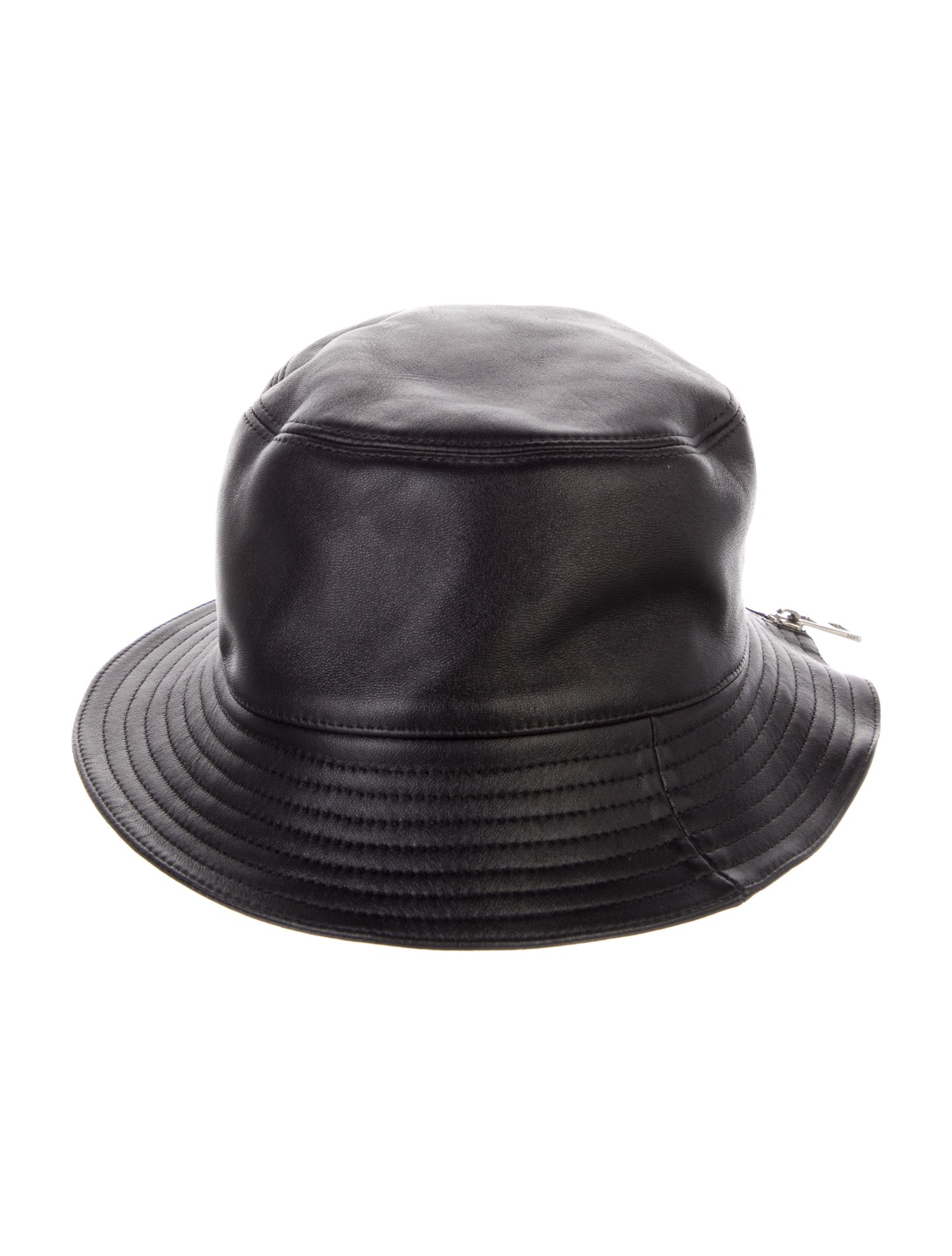 Loewe Black Leather Branded Bucket Hat