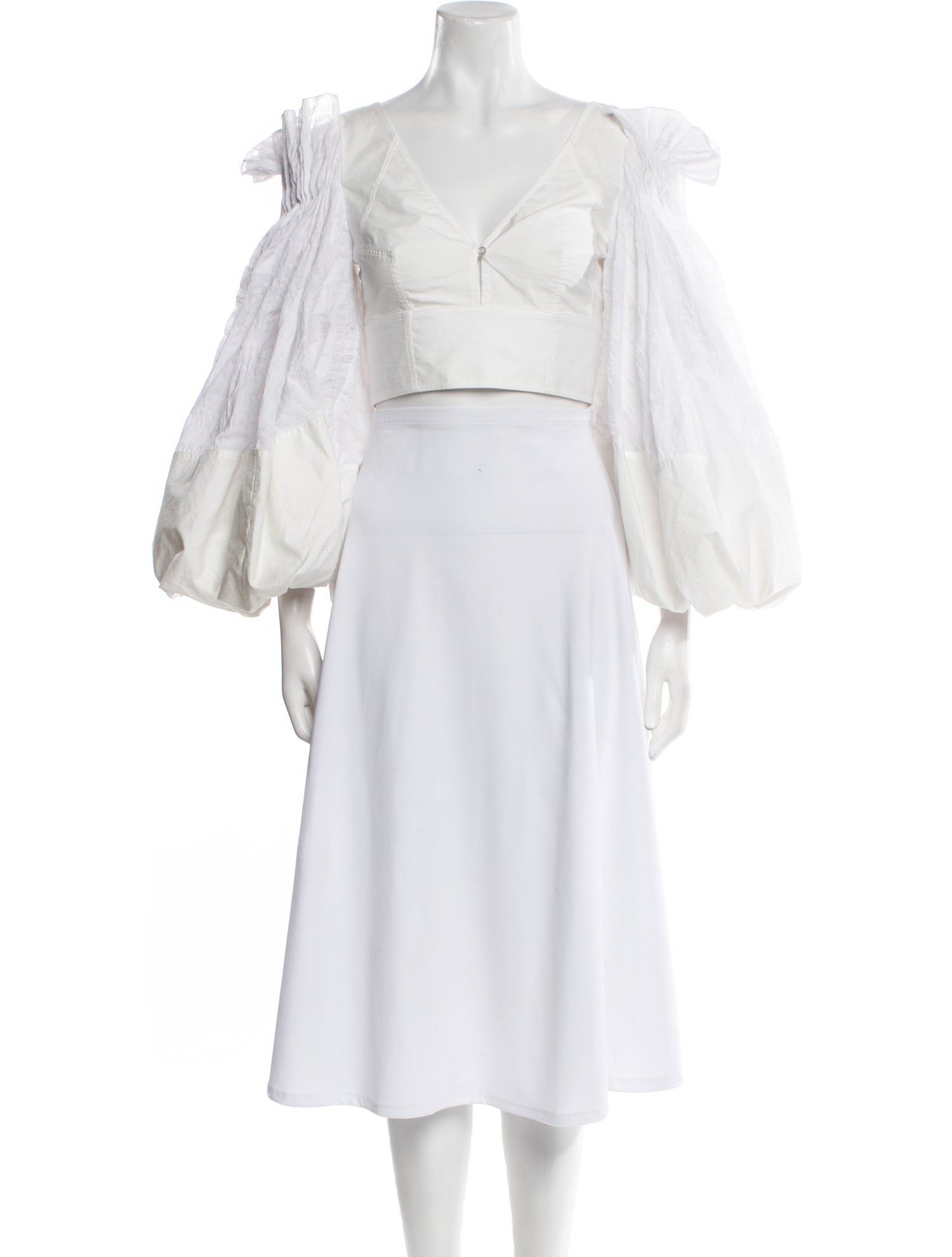 Loewe Square Neckline Three-Quarter Sleeve Crop Top