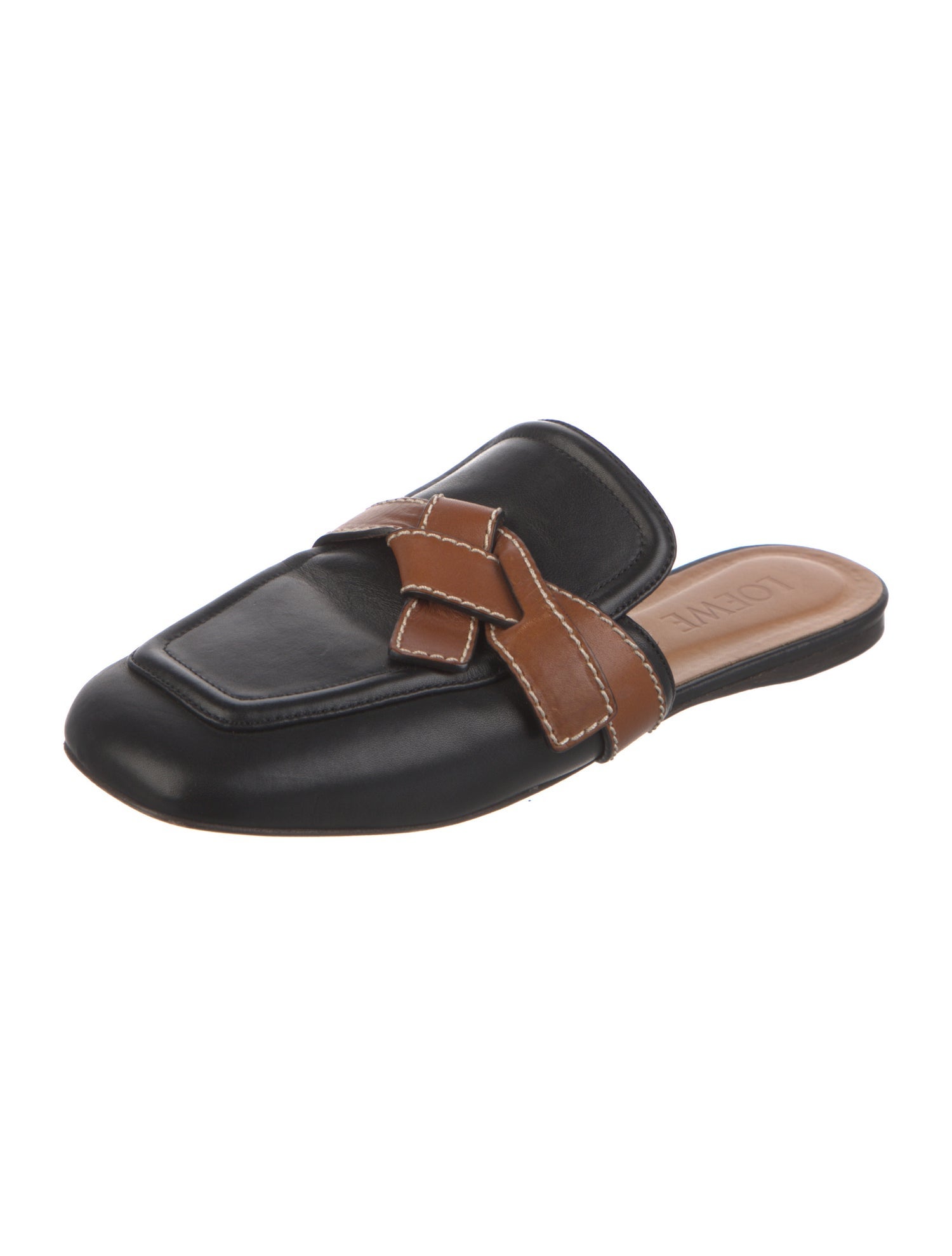 Loewe Leather Colorblock Pattern Mules