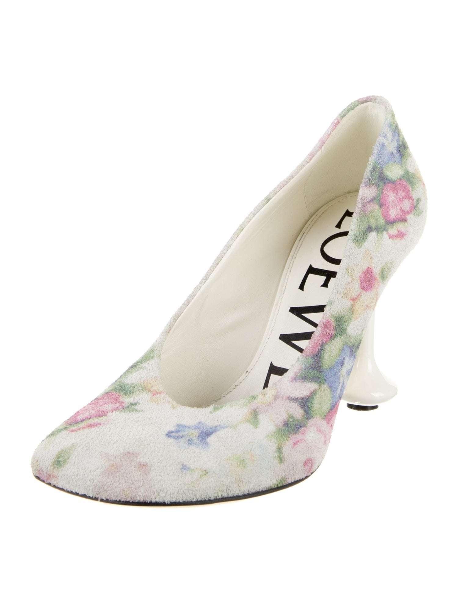 Loewe Leather Floral Print Pumps