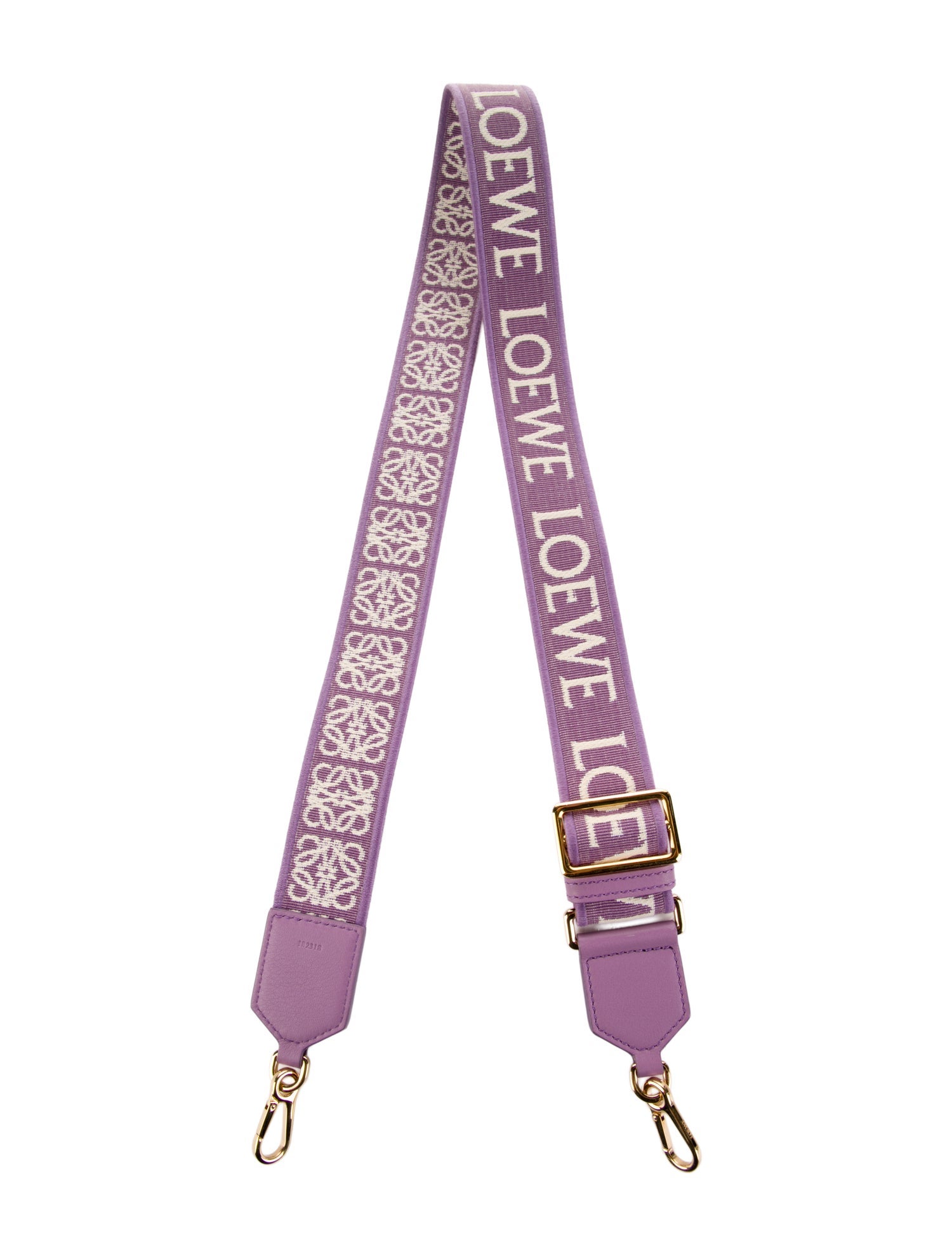Loewe Purple Canvas Logo Pattern Print Leather Trim Bag Strap Accessory
