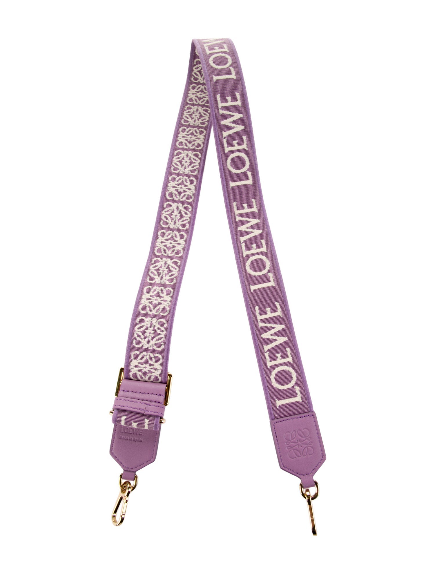 Loewe Purple Canvas Logo Pattern Print Leather Trim Bag Strap Accessory