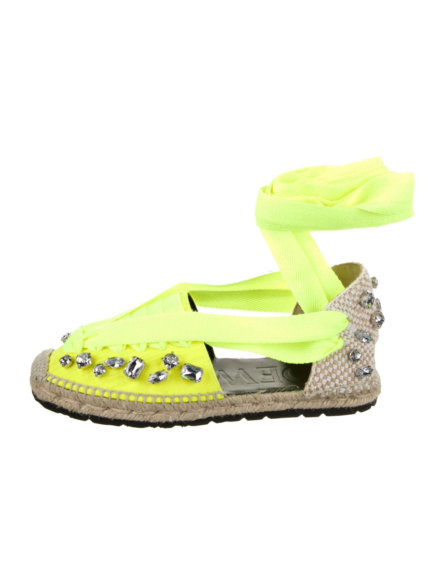 Loewe Plaid Print Crystal Embellishments Espadrilles