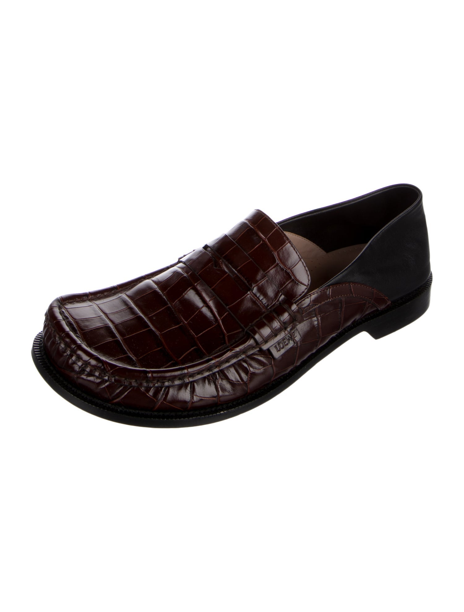 Loewe Embossed Leather Dress Loafers