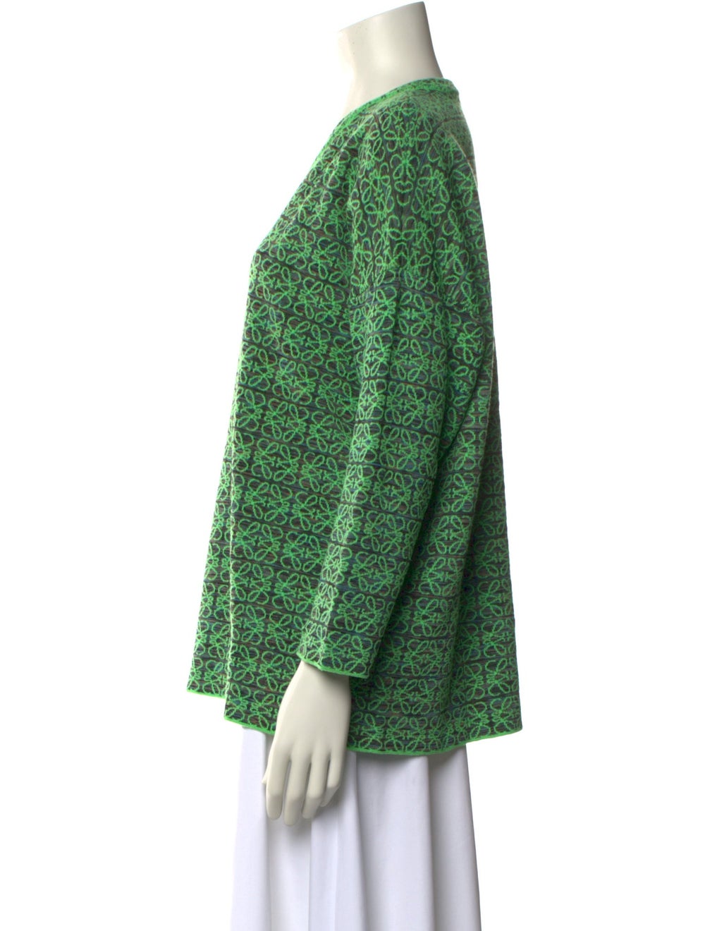Loewe Wool Pullover Green Monogram Pattern Long S… - image 2
