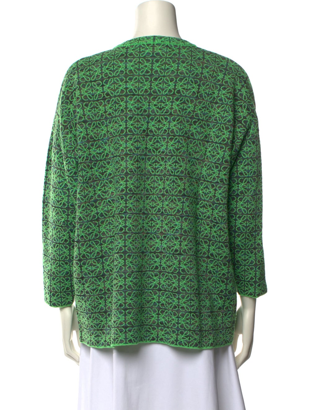 Loewe Wool Pullover Green Monogram Pattern Long S… - image 3