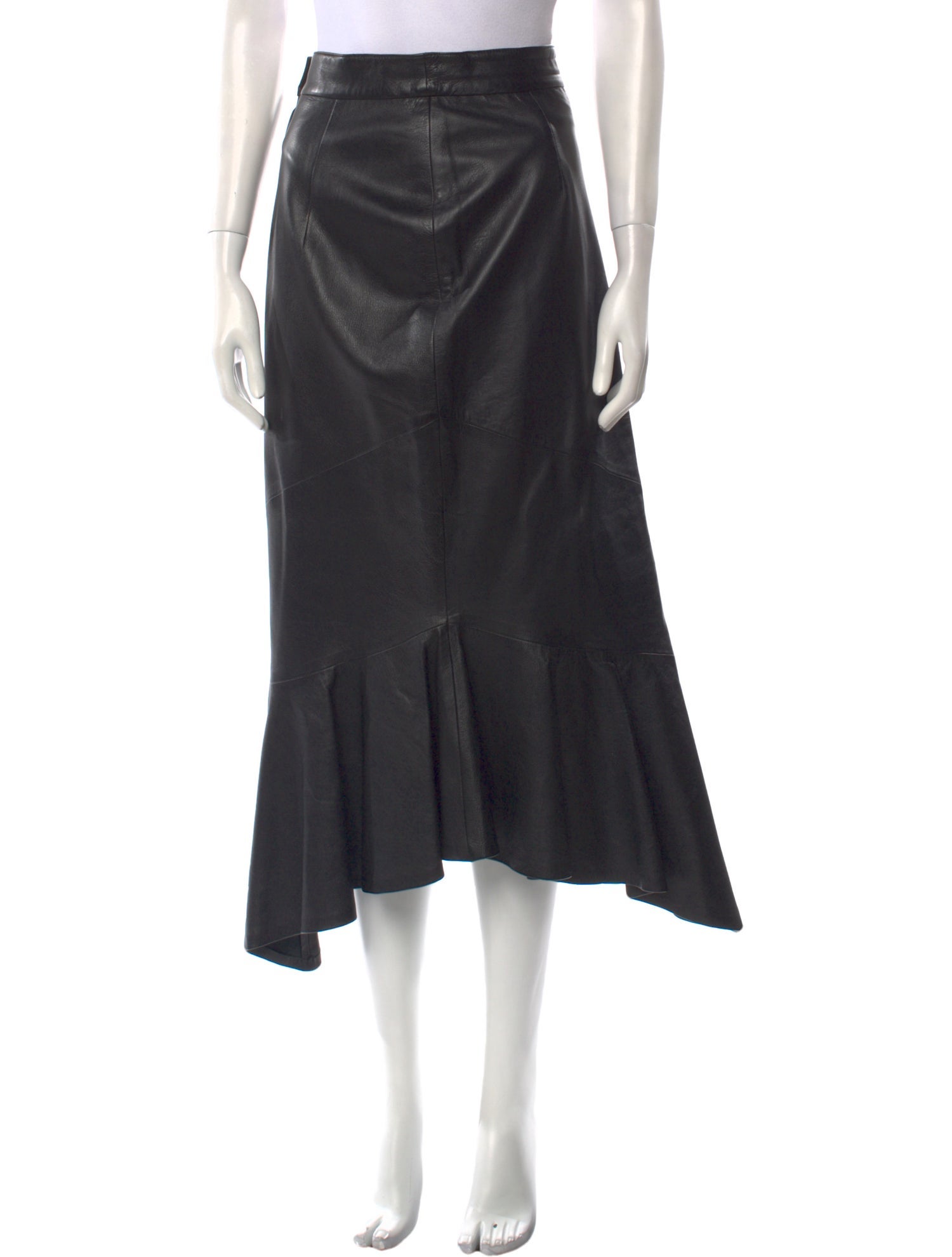 LILLIE RUBIN Leather Midi Length Skirt